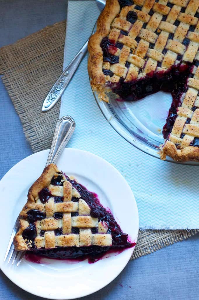 Lattice-topped Cranberry Blueberry Pie