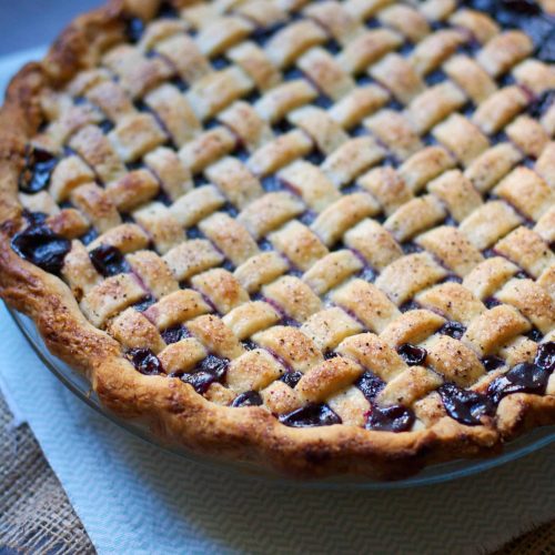 Lattice-topped Cranberry Blueberry Pie - The Baker Chick