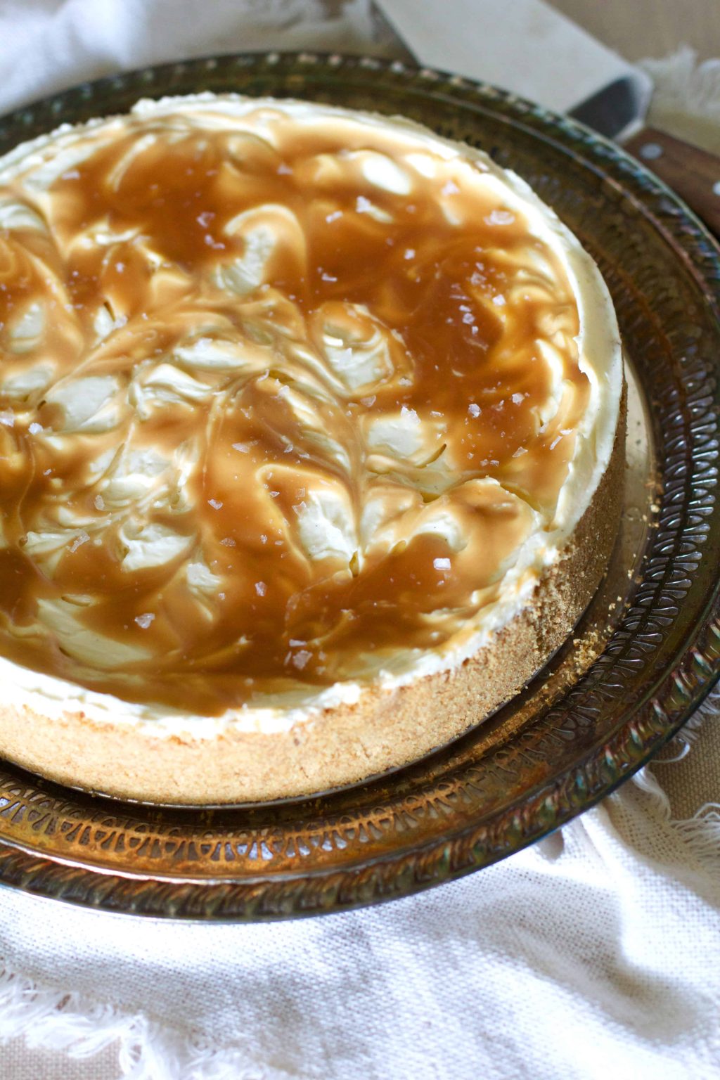 Salted Caramel No-Bake Cheesecake - The Baker Chick