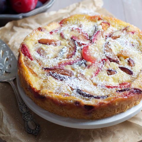 Spiced Plum Custard Cake - The Baker Chick