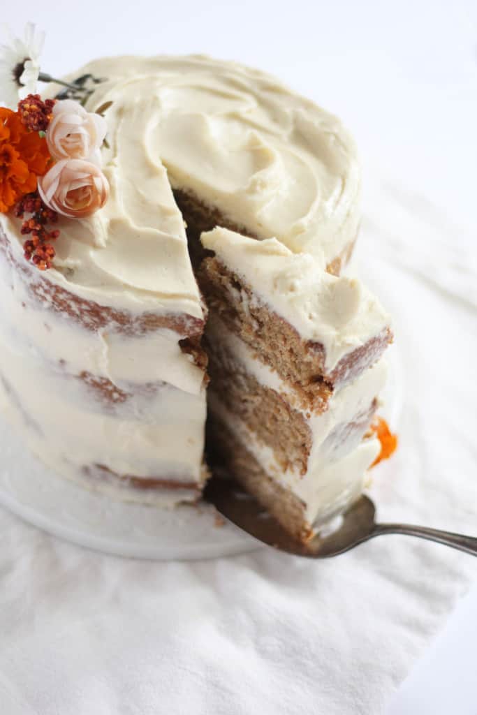 Spice Cake with Fluffy Brown Sugar Boiled Frosting - The Timeless Baker