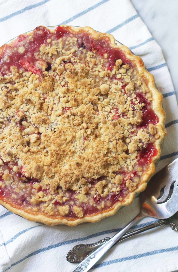 Berry Rhubarb Crumb Pie - The Baker Chick