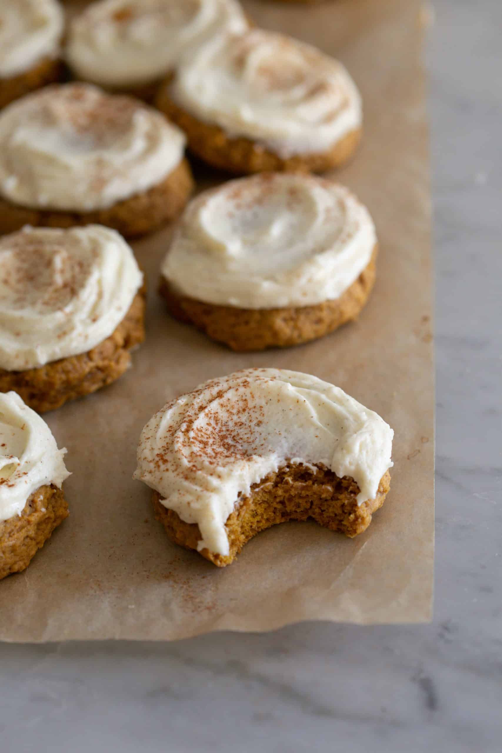 Soft Frosted Pumpkin Spice Cookies - The Baker Chick