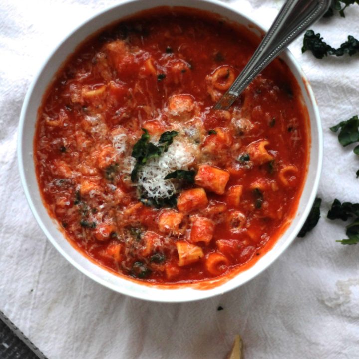 Tomato Soup with Beans and Fresh Pasta - The Baker Chick