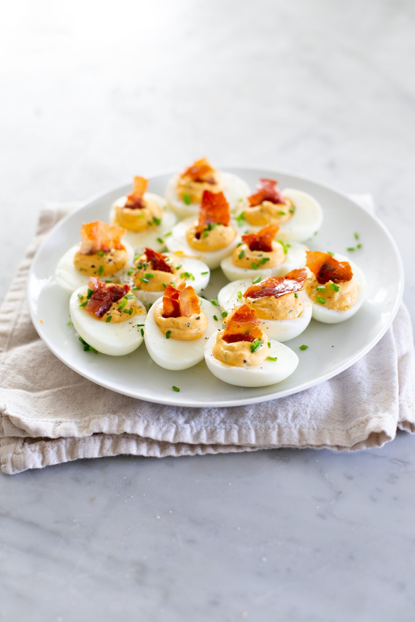 Truffle Deviled Eggs - The Baker Chick