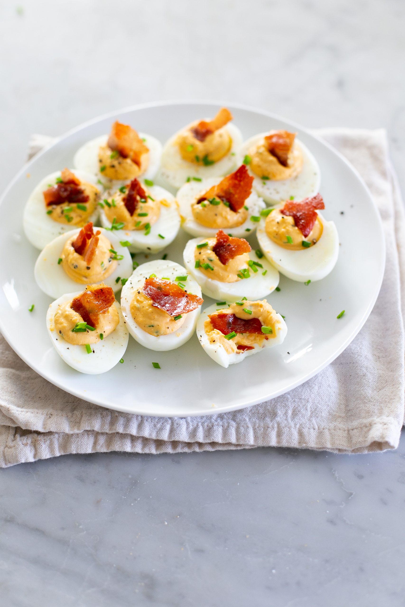 Truffle Deviled Eggs - The Baker Chick