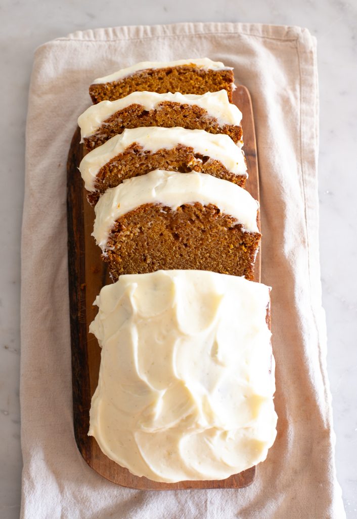 Pumpkin Bread with Cream Cheese Frosting