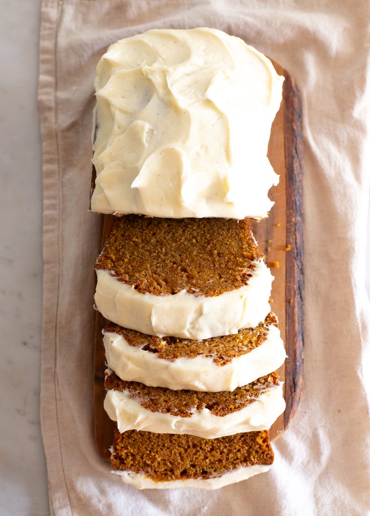 Pumpkin Bread with Cream Cheese Frosting